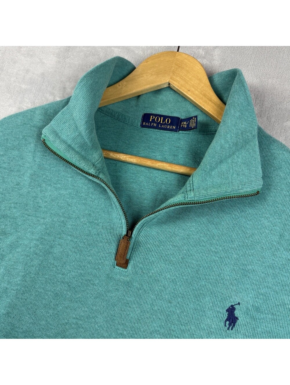 Polo Ralph Lauren Greeen Estate Rib 1/4 Zip Pony Men XXL Casual Cotton Relaxed